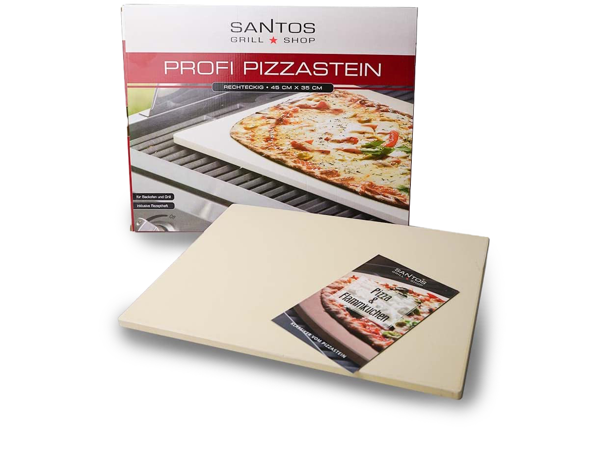 SANTOS Pizzastein für Backofen & Grill | Eckig | 45 x 35 cm